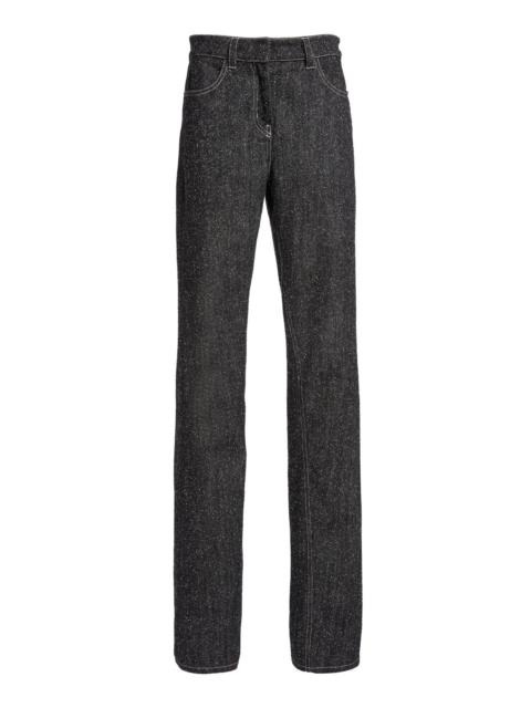 courrèges Snap Denim Tweed Straight-Leg Jeans