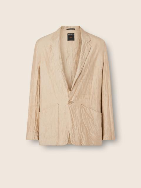 ZEGNA BEIGE AND WHITE SILK JACKET