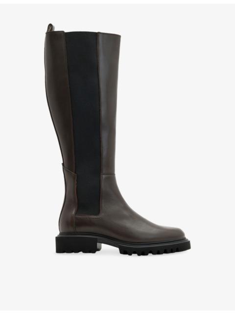 ALLSAINTS Maeve slip-on flat leather knee-high boots
