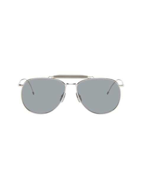 Thom Browne Silver Aviator Sunglasses