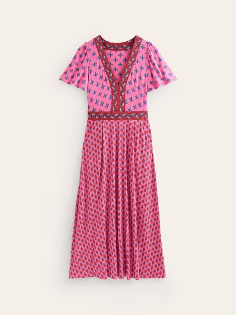 BODEN Ellie Flutter Maxi Tea Dress-Sangria Sunset, Petal Charm