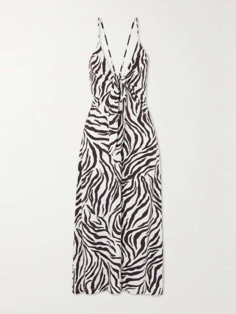 Max Mara Danilo zebra-print stretch-knit midi dress