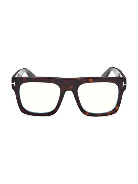 TOM FORD Men's 53MM Square Optical Eyeglasses - Dark Havana
