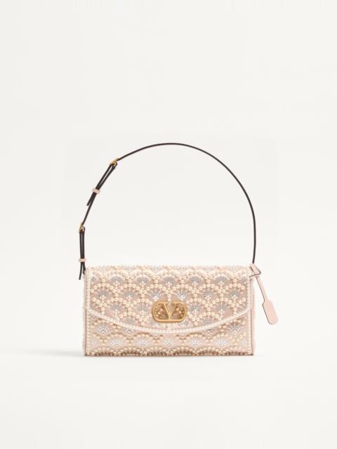 Valentino VALENTINO GARAVANI DEVAIN SMALL SHOULDER BAG WITH PEARLS AND RHINESTONES