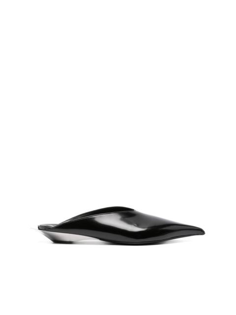 MUGLER patent leather fang flat mules