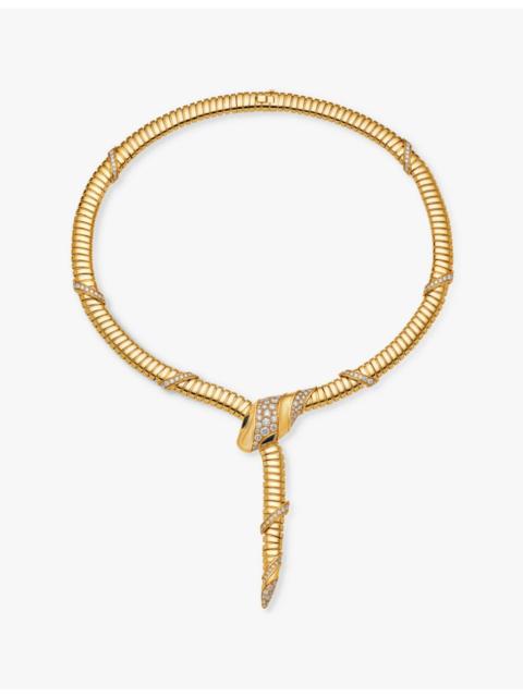 BVLGARI Serpenti Tubogas 18ct yellow-gold, 3.08ct brilliant-cut diamond and onyx necklace