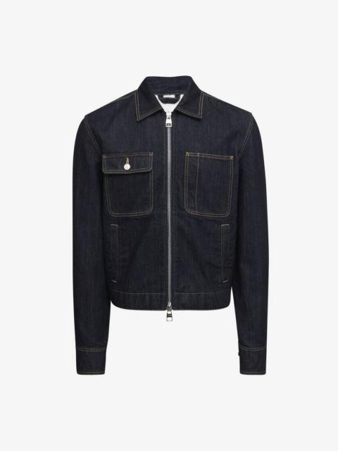 Alexander McQueen Men's Zip-up Denim Jacket in Indigo