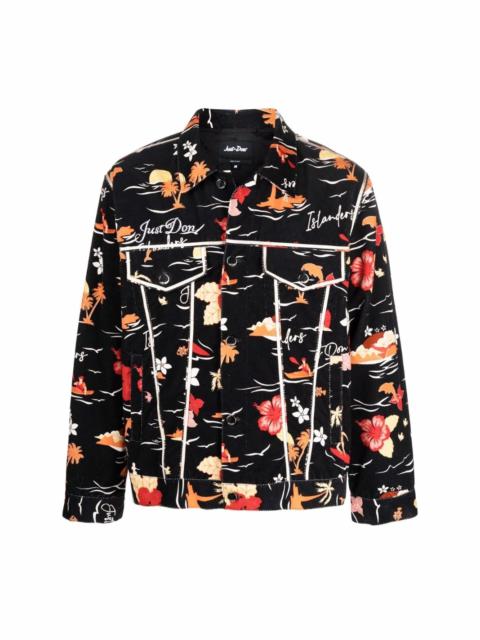 Just Don embroidered-logo floral-print jacket