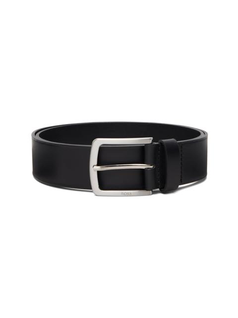 BOSS Black Italian-Leather Logo-Engraved Belt
