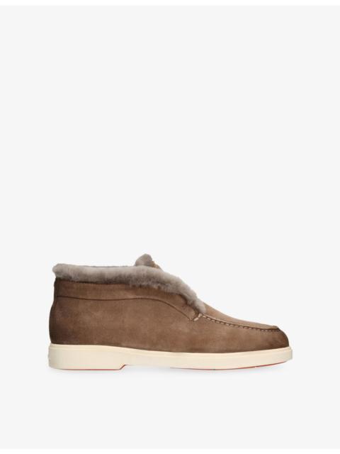 Santoni Fortune Lined Suede Ankle Boots