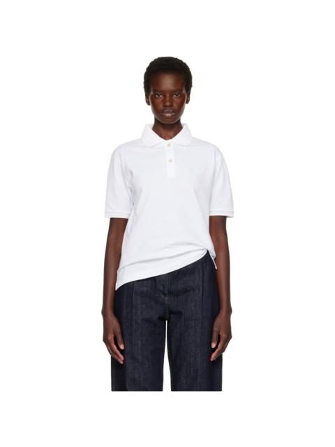 Jil Sander White Cotton Piquet Polo
