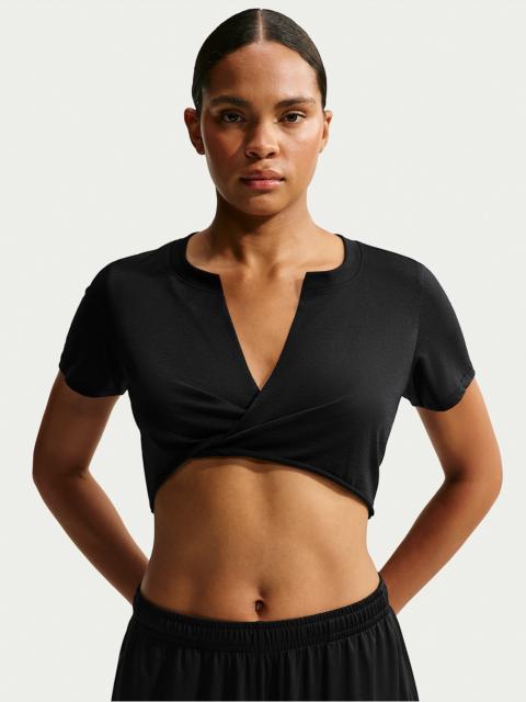 Nike NikeSKIMS Performance Cotton Blend Women's V-Neck Cropped Twist Short-Sleeve Top
