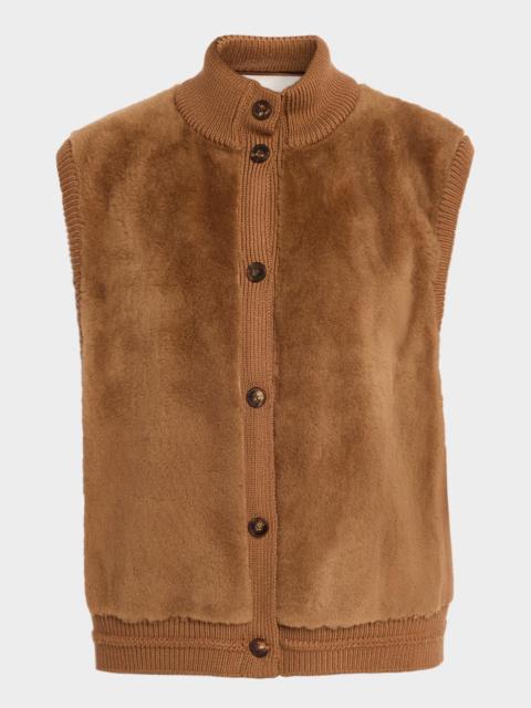 Lafayette 148 New York Button-Front Shearling Vest