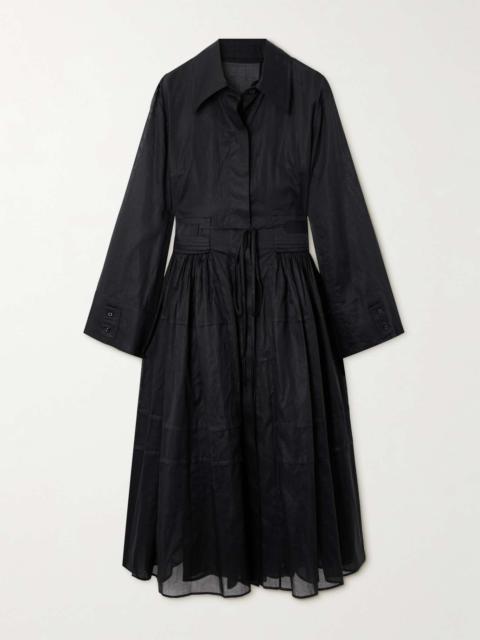Jil Sander Gathered cotton-poplin midi dress Black