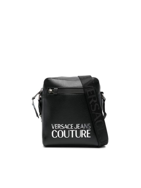 VERSACE JEANS COUTURE logo-lettering faux-leather messenger bag