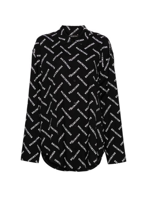 BALENCIAGA logo-print drop-shoulder shirt