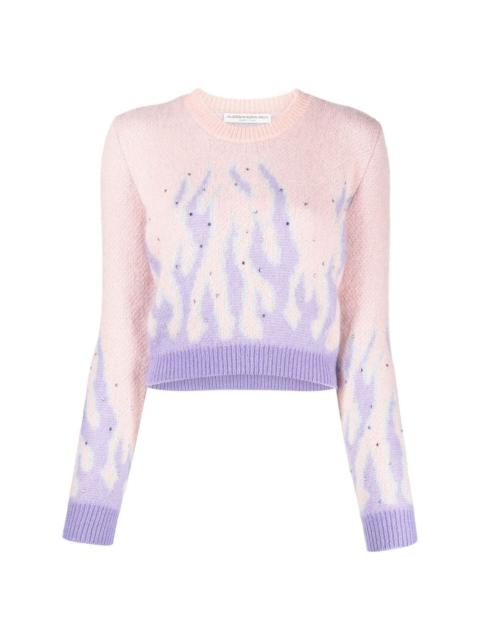 flame-print knitted jumper