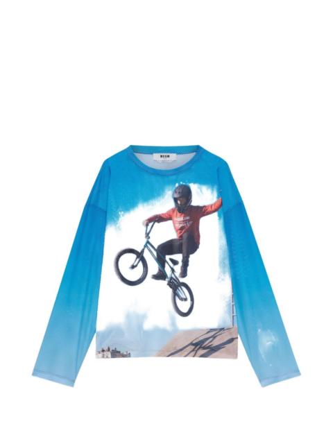 MSGM long-sleeve printed T-shirt