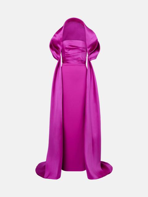 SOLACE LONDON Vera caped satin gown