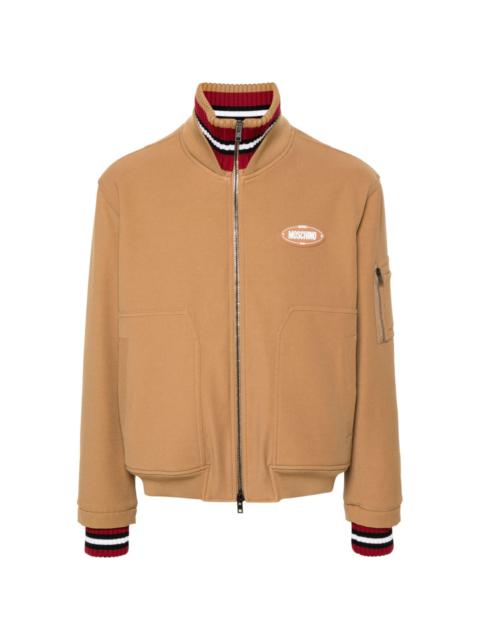 Moschino logo-patch twill bomber jacket