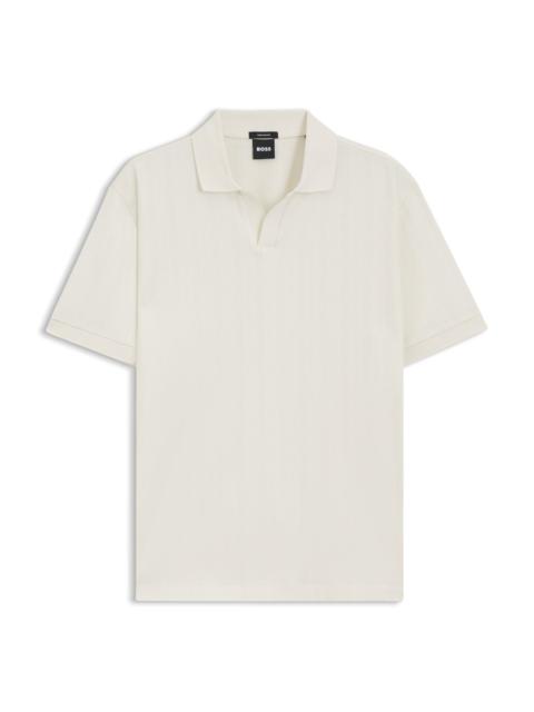 BOSS COTTON-JACQUARD POLO SHIRT WITH JOHNNY COLLAR