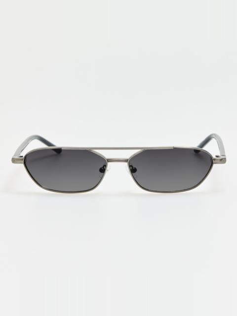 LINDA FARROW Kika Gloria Sunglasses in Antique Silver and Grey
