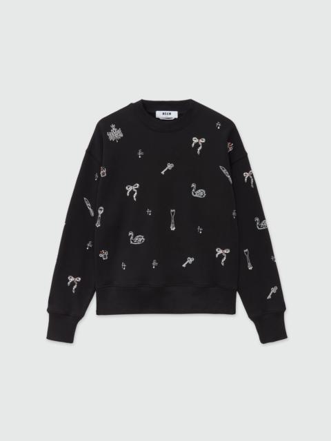 MSGM Jersey sweatshirt with applications and embroidery