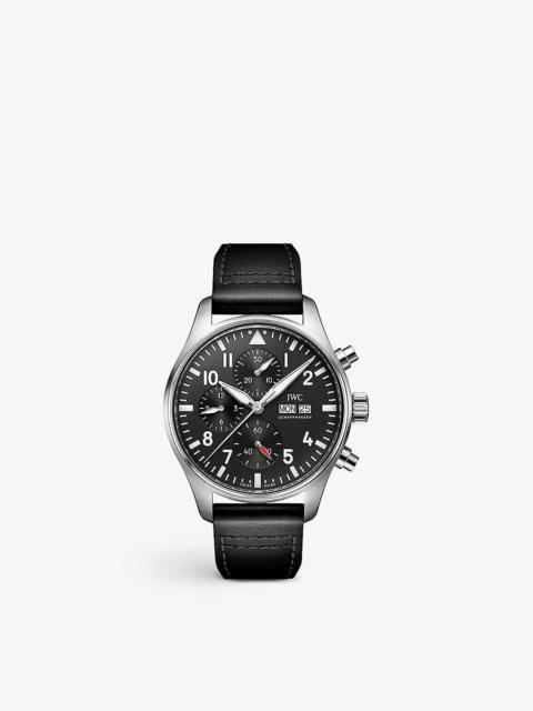 IW378001 Pilot's Chronograph stainless-steel and leather automatic watch