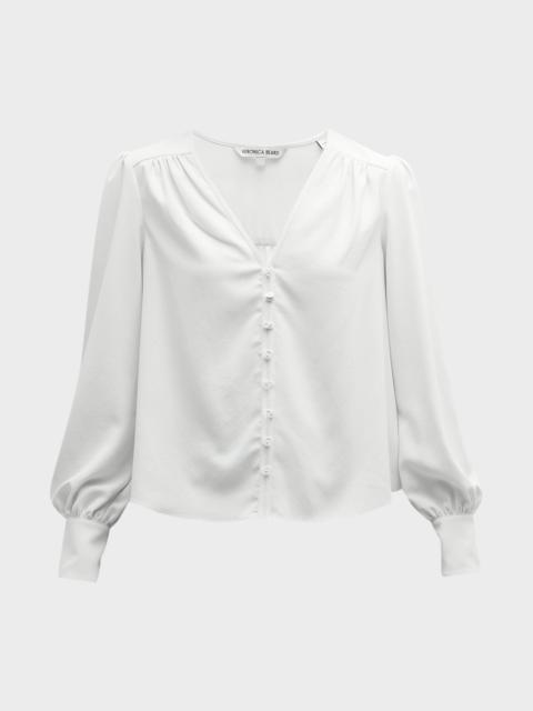 Sura Long-Sleeve Button-Front Blouse