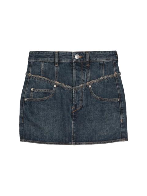 Narjis frayed denim mini skirt