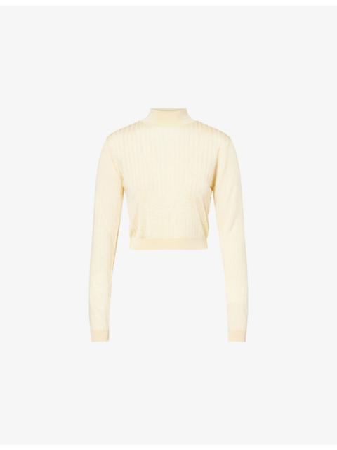 FRAME The Crop Turtleneck Knitted Top