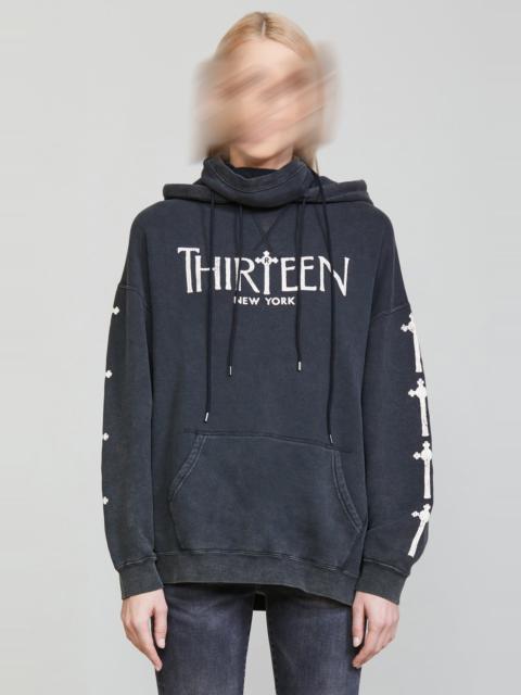 R13 R13 GOTHIC HOODIE - ACID BLACK