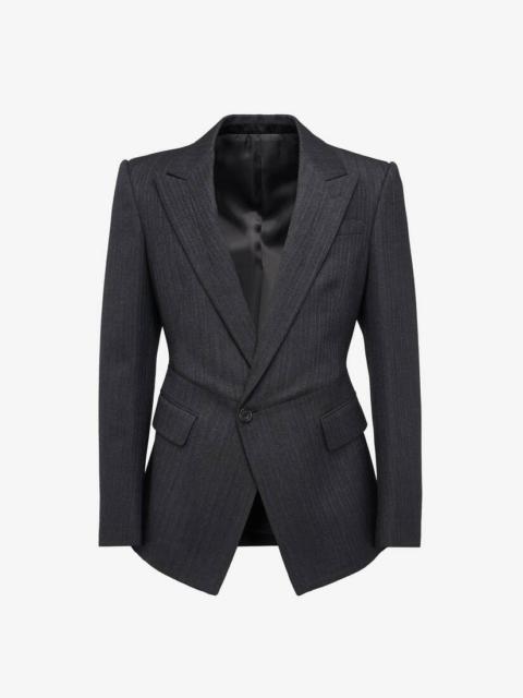 Alexander McQueen Men's Twisted Waist Single-breasted Jacket in Charcoal