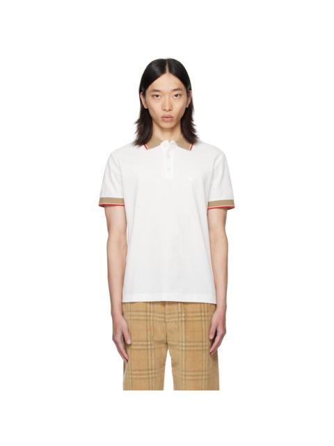 Burberry White Logo Collar Cotton Polo