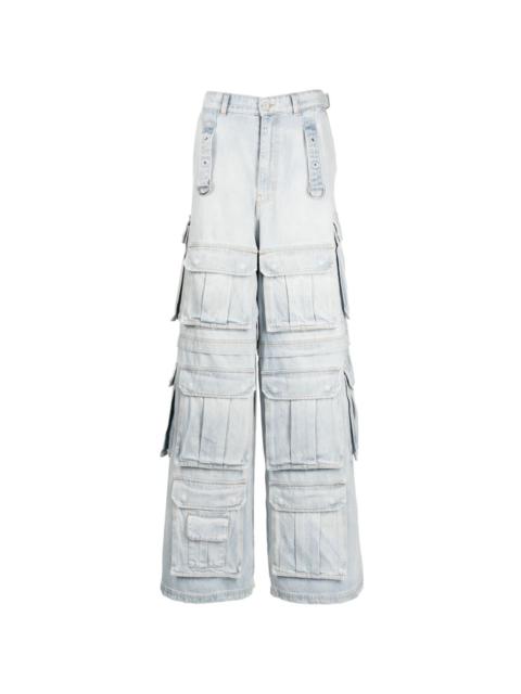 wide-leg multi-pocket jeans