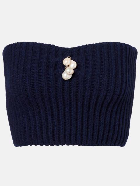Prada Embellished wool and cashmere crop top