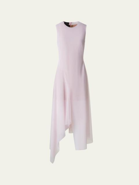 AKRIS Double Layer Techno Tulle Midi Dress