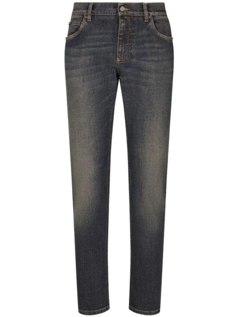 Dolce & Gabbana logo-plaque slim-cut jeans