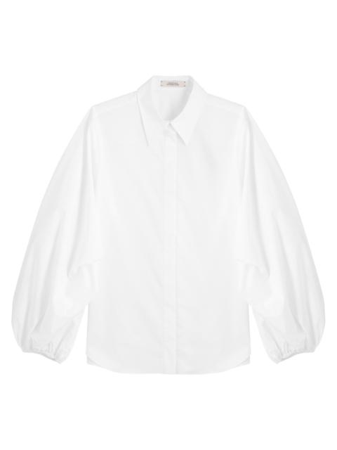 Balloon-sleeve stretch-cotton poplin shirt