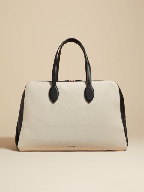 KHAITE The Large Maeve Weekender Bag in Natural and Black Leather