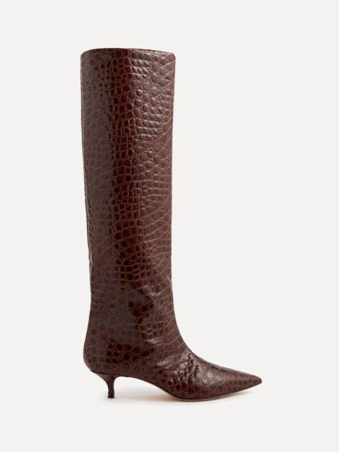 LE MONDE BÉRYL Babouche Kitten Boot / Castagna Leather Croc Effect
