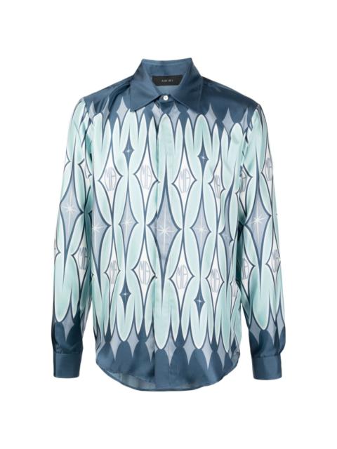 argyle-print silk shirt