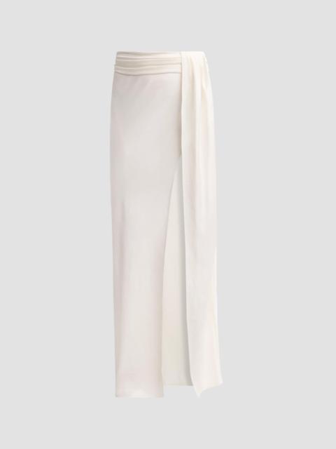 LAPOINTE Women's Lightweight Satin Asymmetric Maxi Skirt - Cream