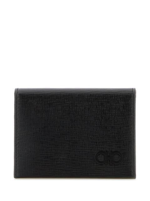 FERRAGAMO Black leather card holder