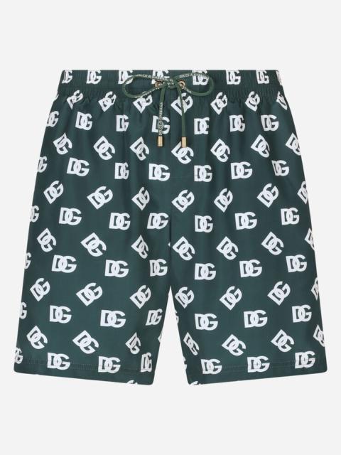 Dolce & Gabbana Mid-length swim trunks with all-over DG print