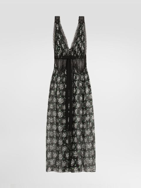 Dolce & Gabbana Geranium bouquets-print chiffon dressing gown