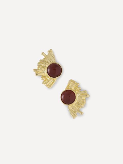 YSSO 18ct-24ct Gold Plated Crescent Sun Red Carnelian Earrings