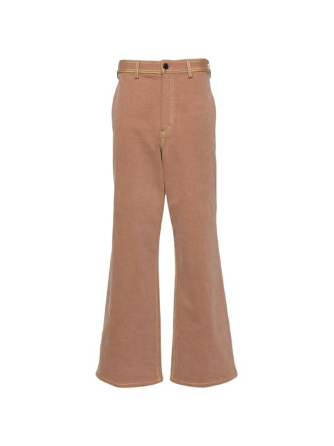 contrast-stitching straight-leg trousers