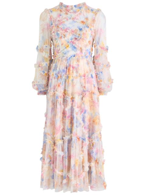 Needle & Thread Needle & Thread Mariannes Floral-embellished Tulle Midi Dress
