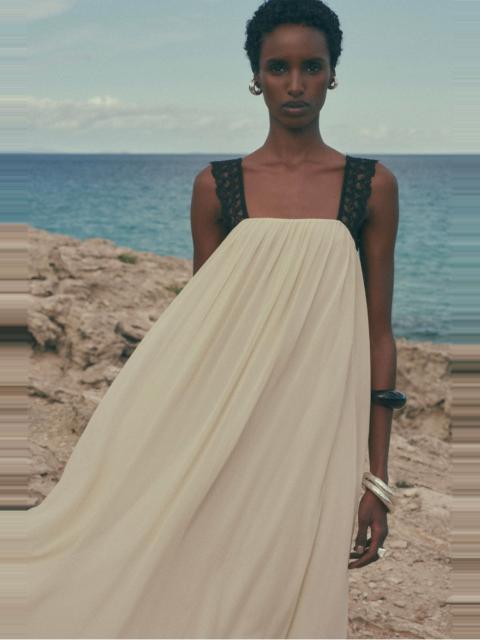 De La Vali CARMELA MAXI DRESS IN CREAM VISCOSE GEORGETTE